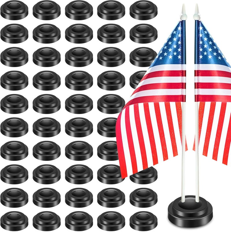 DoubleFill 24 Pcs Mini Flag Holder 2 Hole Miniature Desk Flag Stand Holder Plastic Table Flags Stand Base for Party Company Office Centerpiece Country 4 x 6 Inch Stick Flags Decoration - Image 1